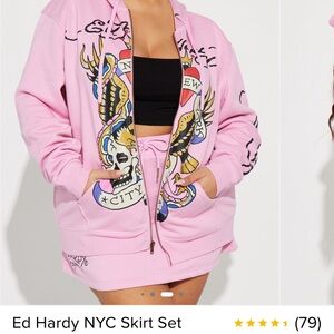 Ed Hardy Light Pink Tattoo-Graphic Zip Hoodie
